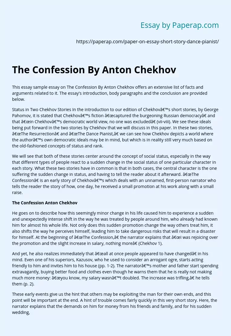 Confession of Anton Chekhov in Two of His Stories
