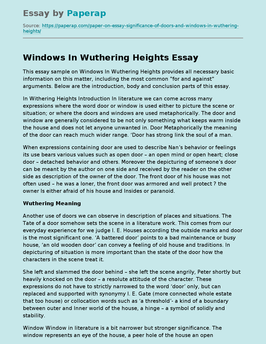 Windows In Wuthering Heights