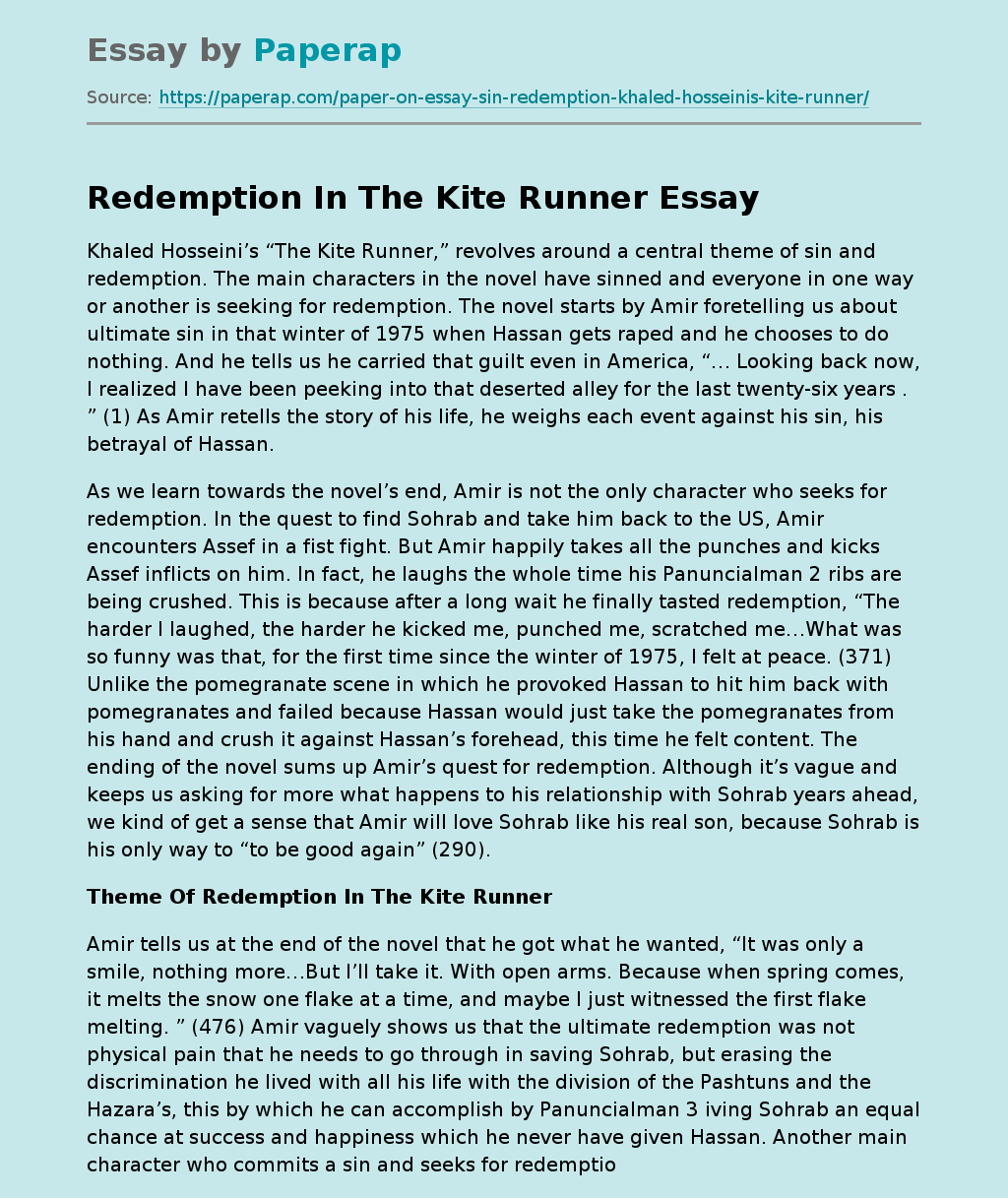 Redemption In The Kite Runner