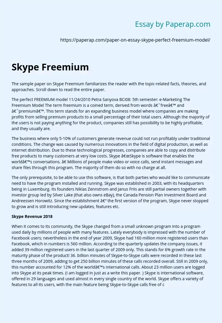 Skype Freemium