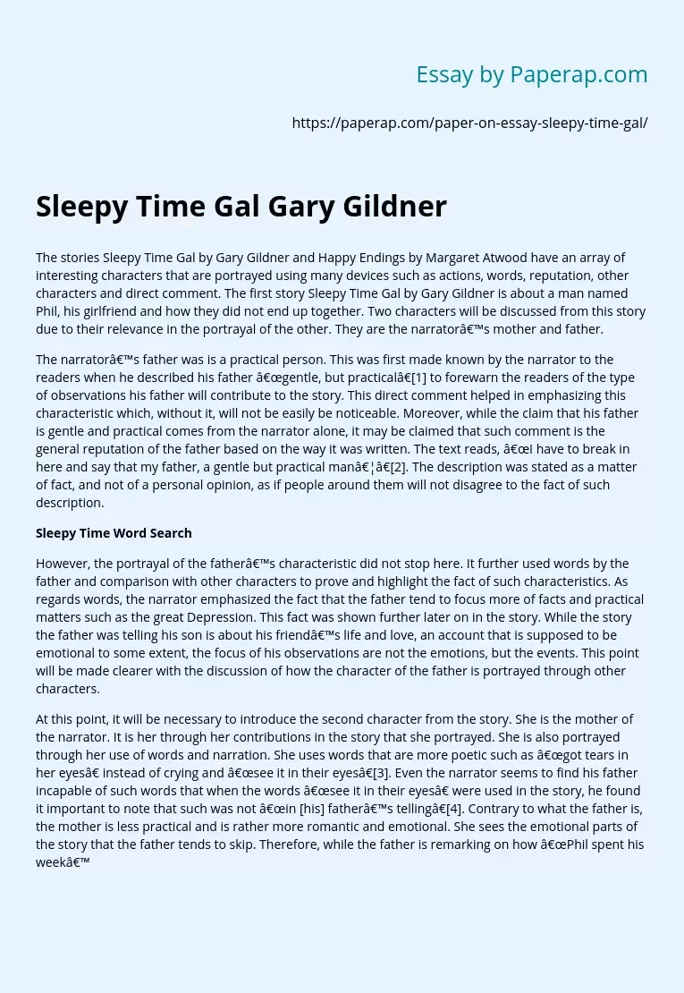 Sleepy Time Gal Gary Gildner