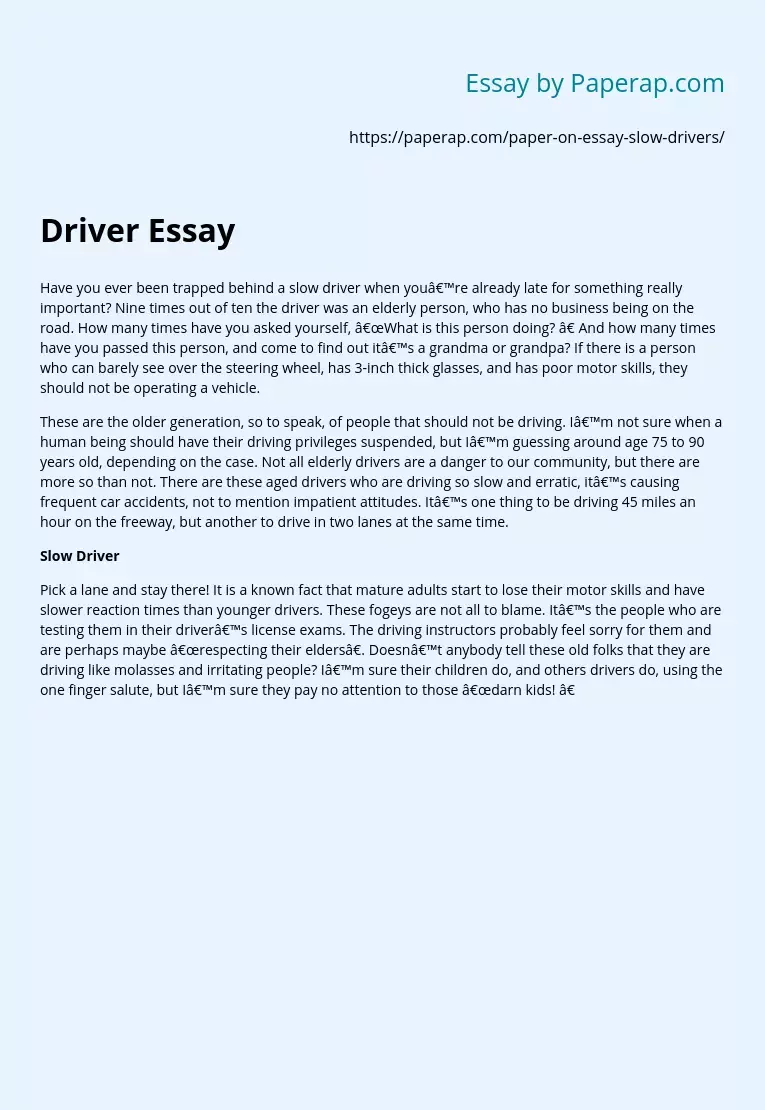 Driver Essay