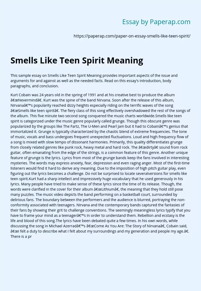 Smells Like Teen Spirit Meaning
