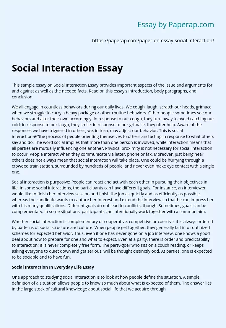 Social Interaction Essay