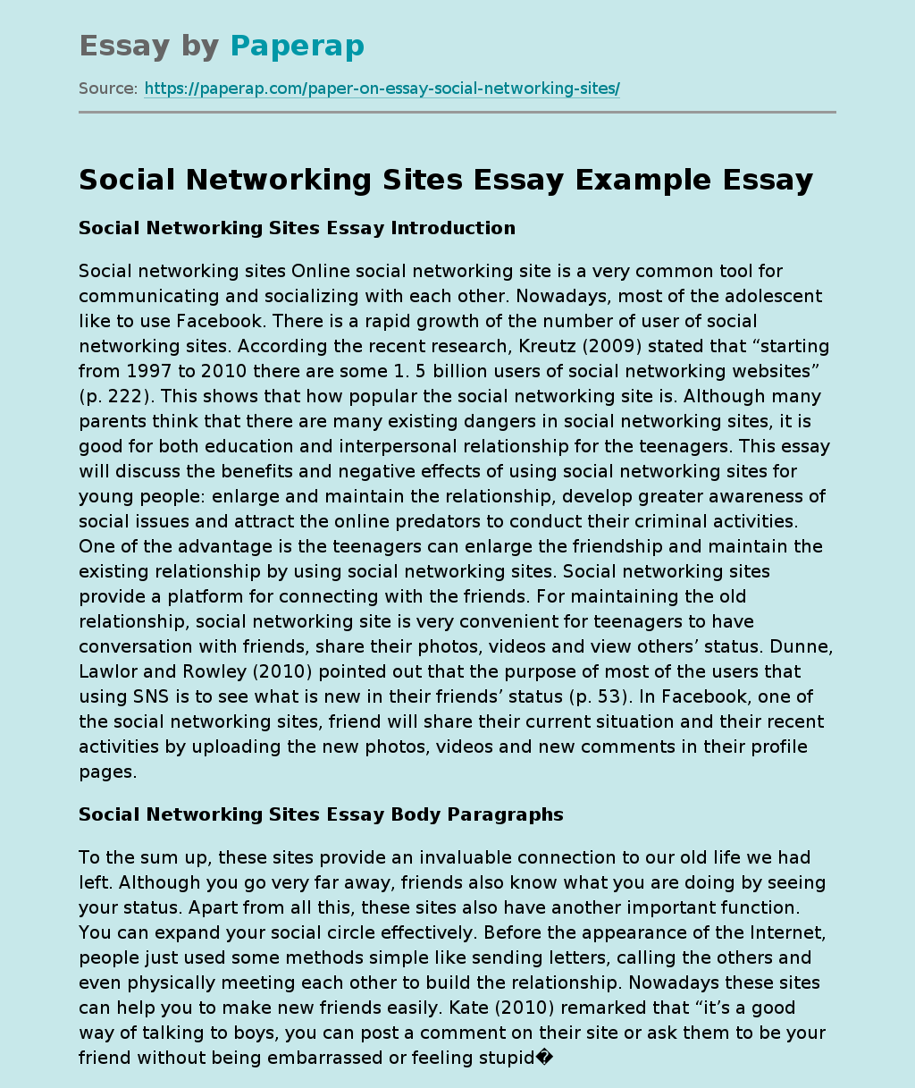 Social Networking Sites Essay