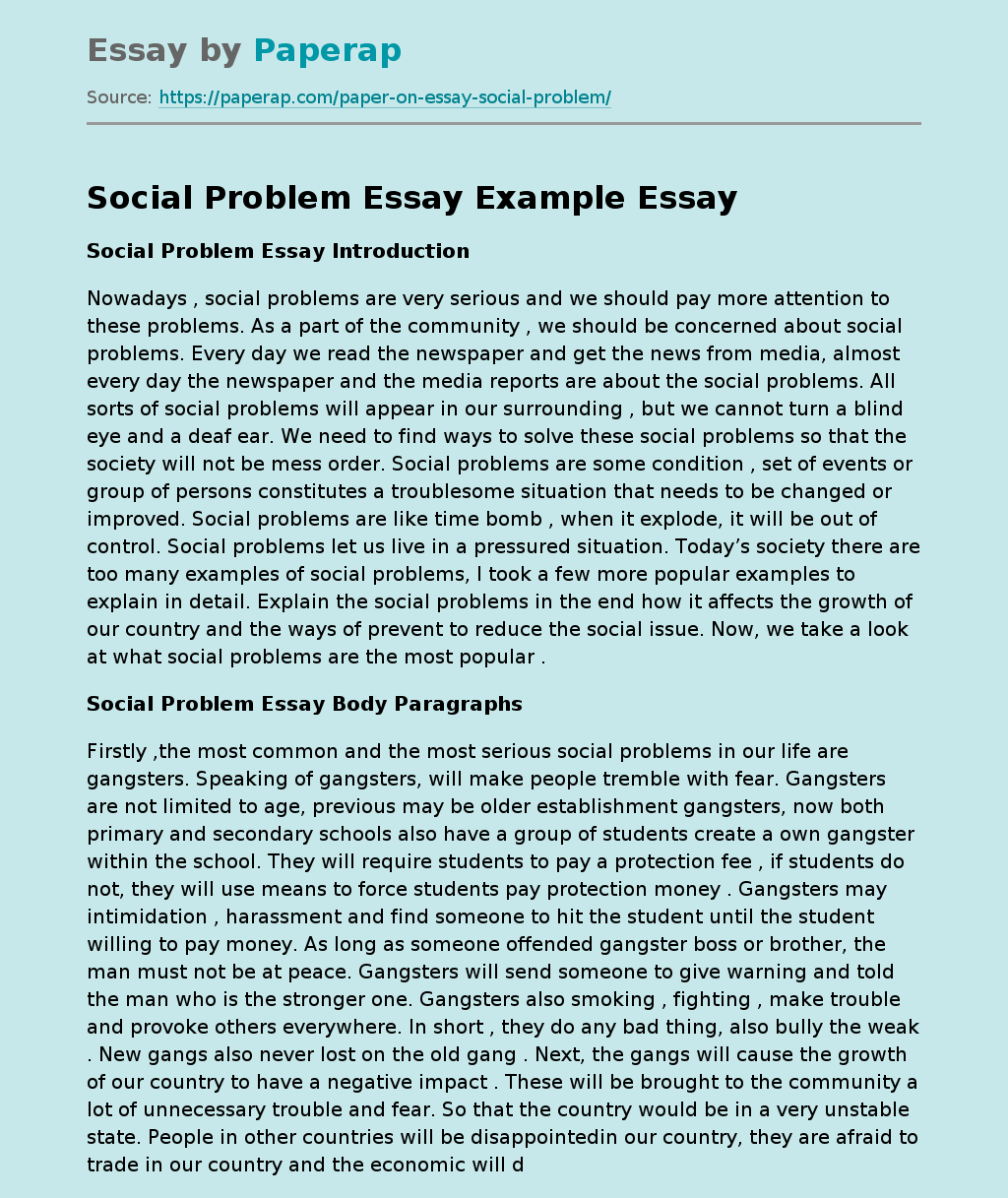 paragraph on social issues