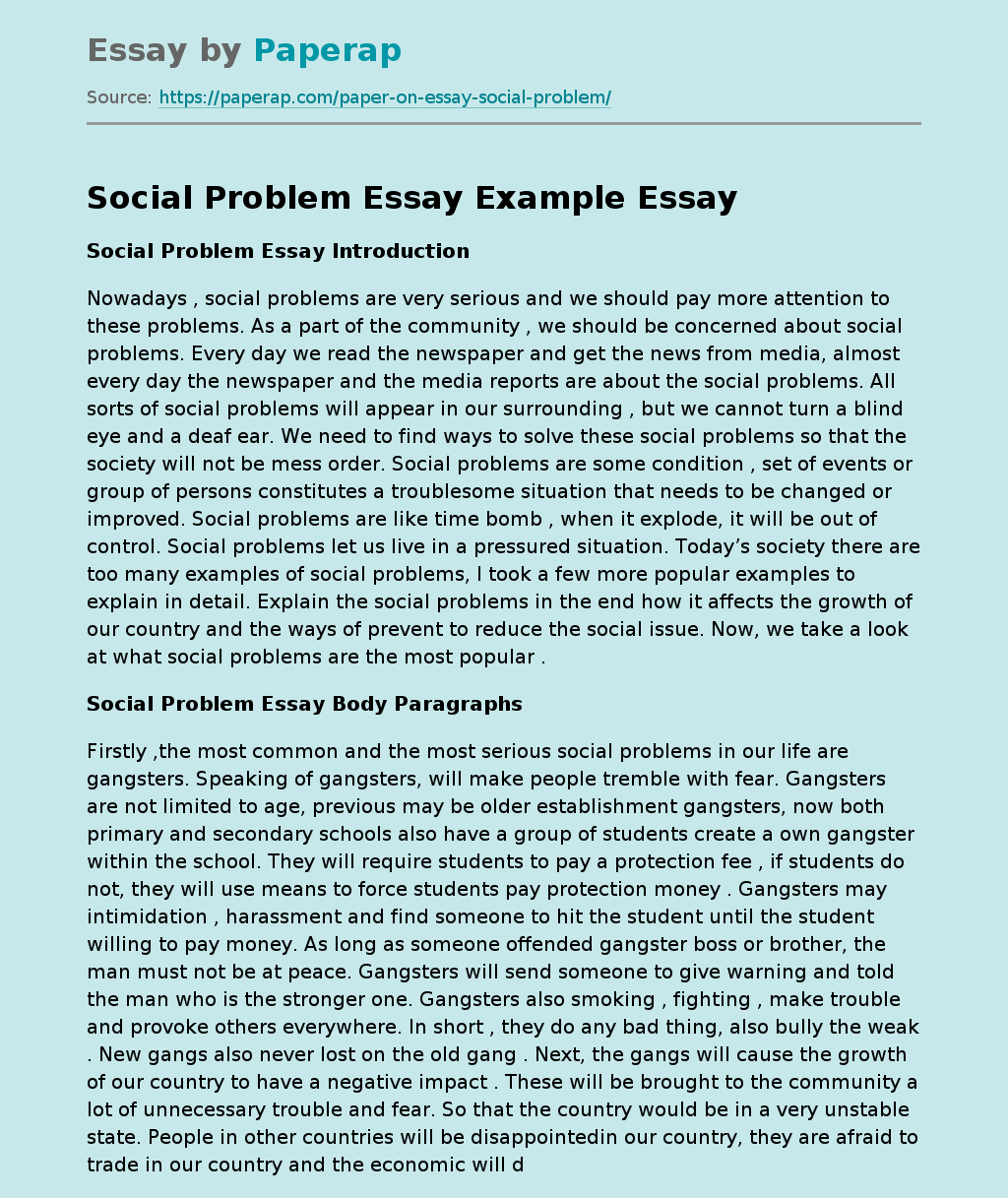 social problems research paper