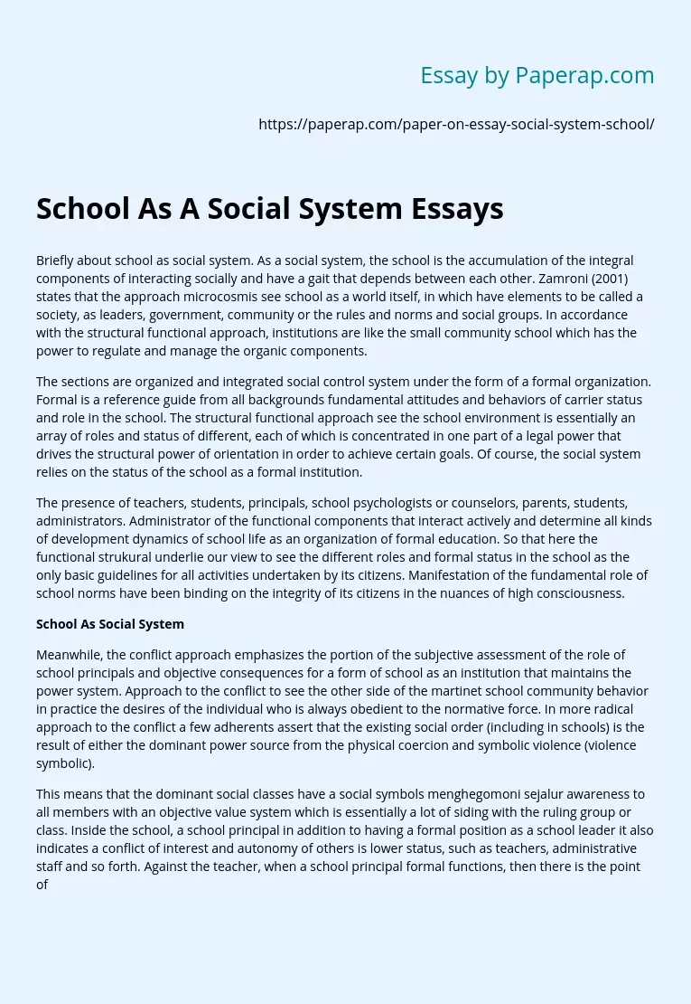school and society essay