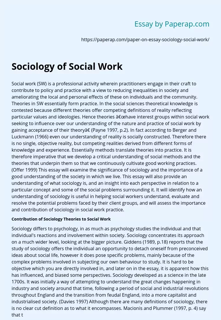 Sociology of Social Work