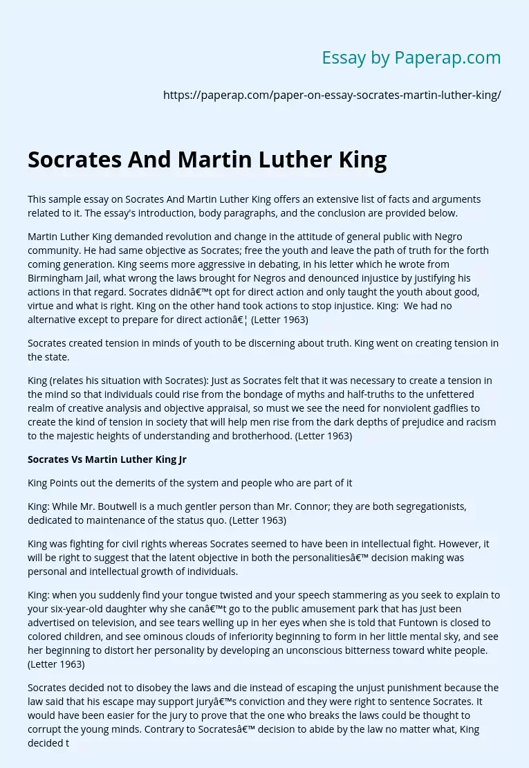 Socrates And Martin Luther King