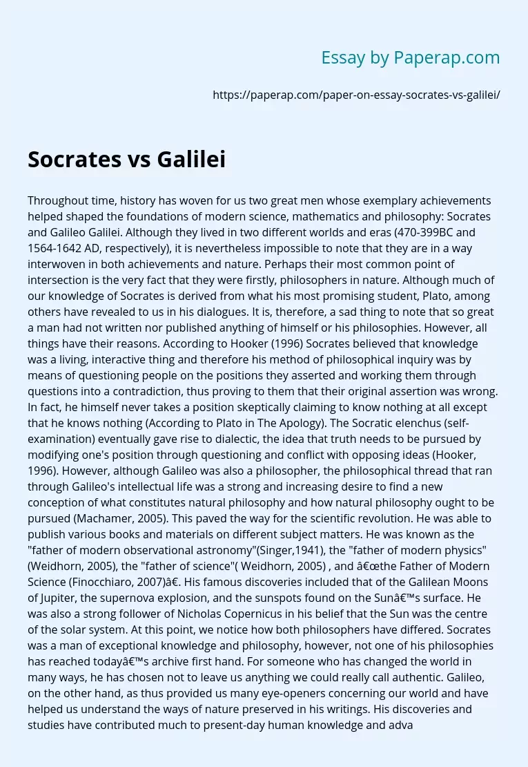 Socrates vs Galileo Galilei