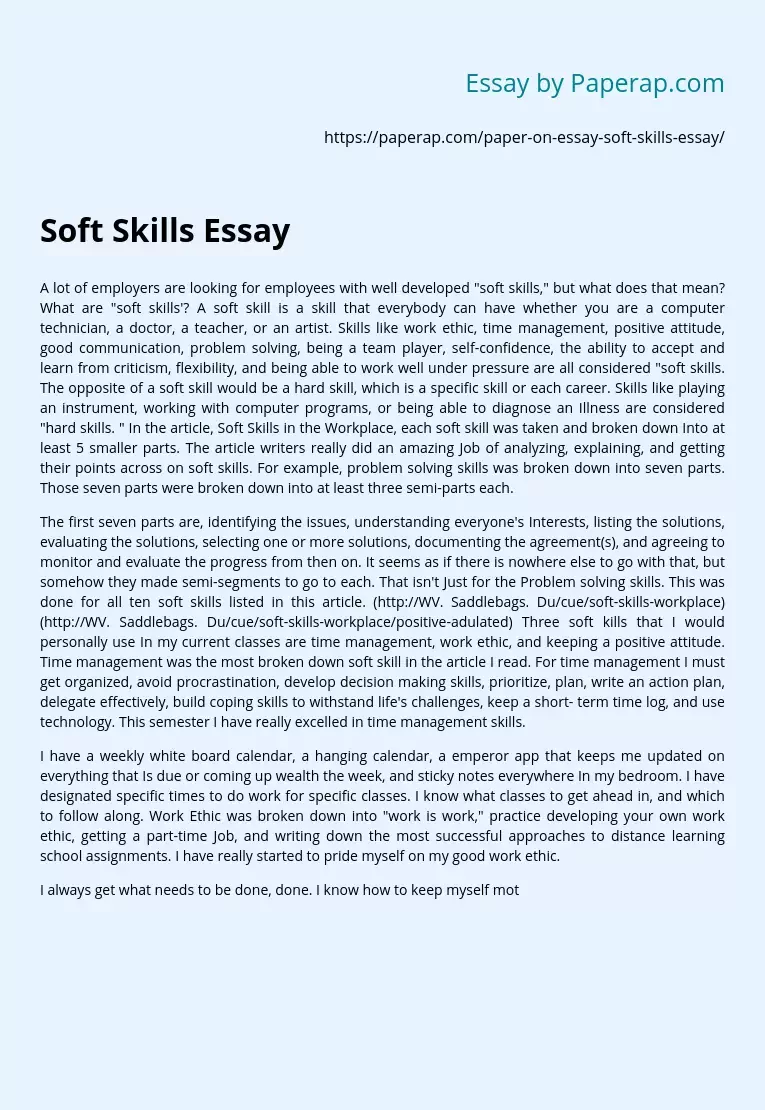 Soft Skills Essay