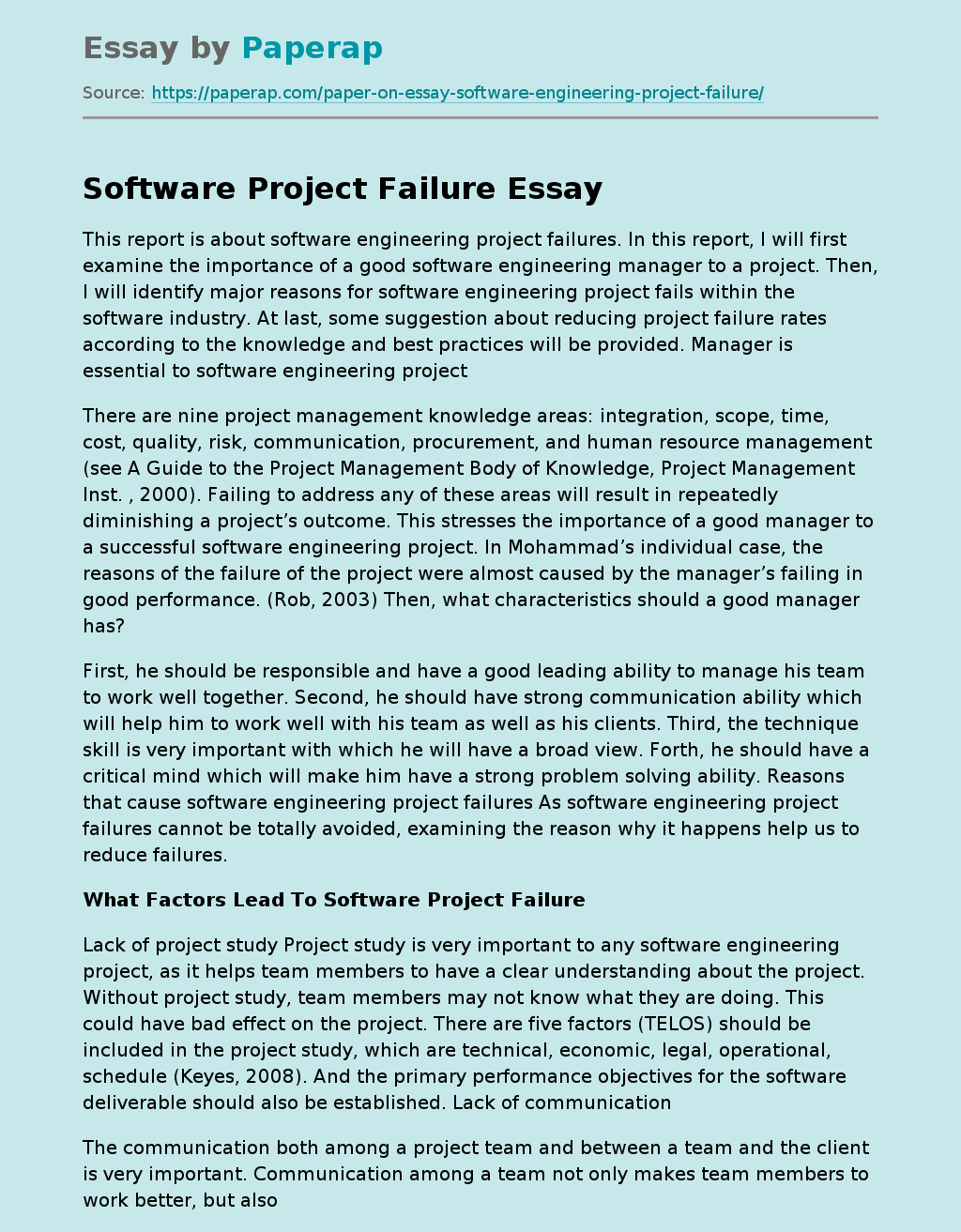 Software Project Failure