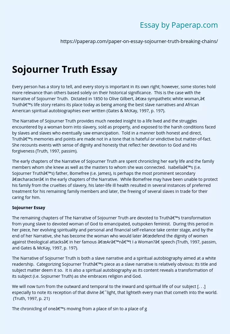 sojourner truth argumentative essay