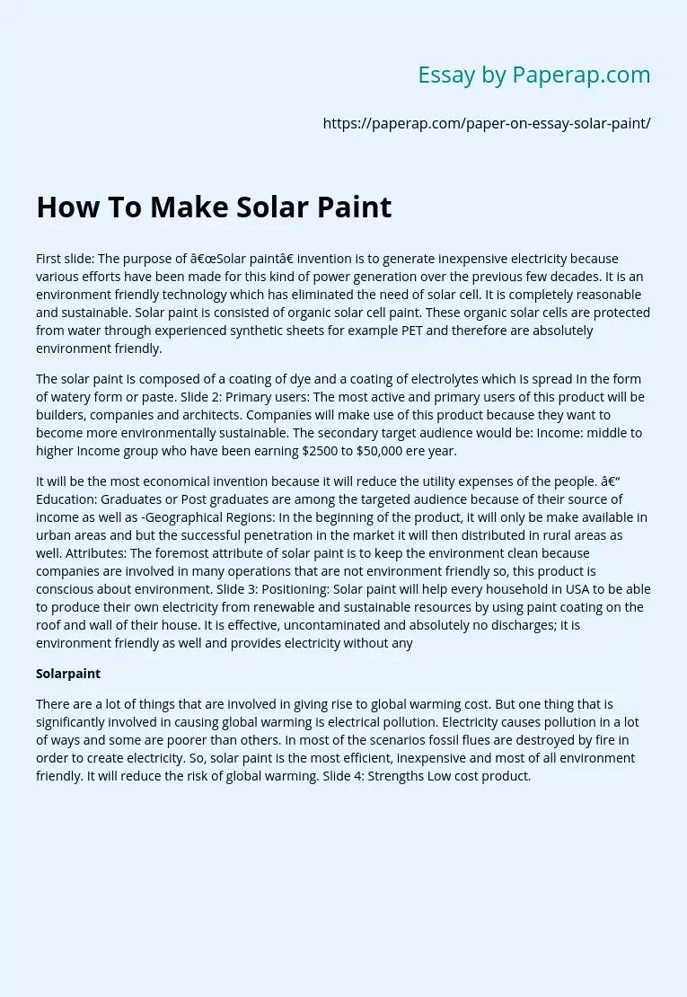 How To Make Solar Paint