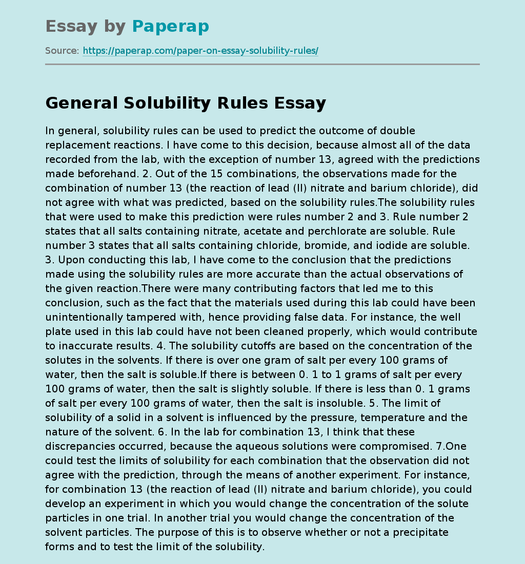 General Solubility Rules
