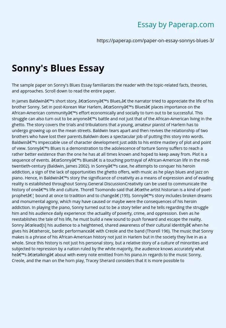 Sonnys Blues: A Literary Analysis