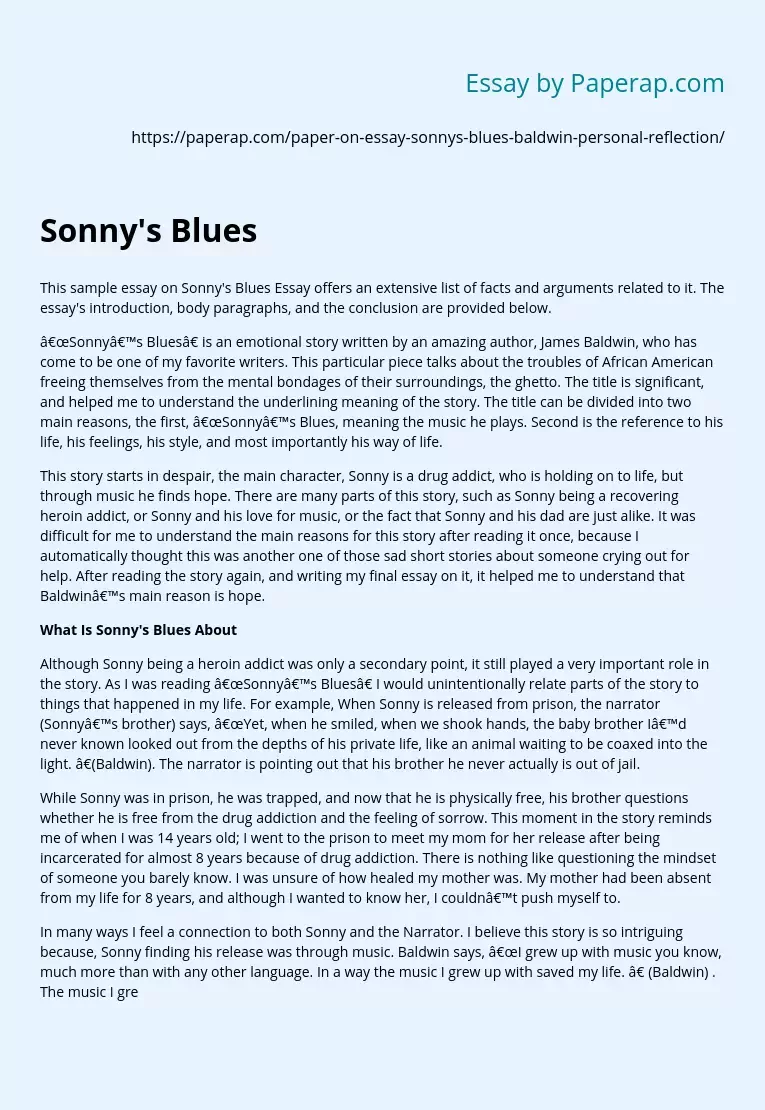 Sonny's Blues by James Baldwin Story Analysis