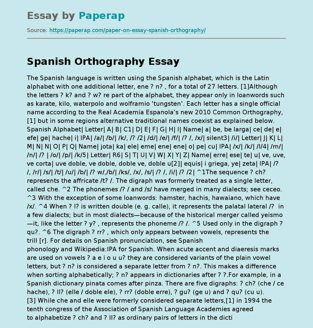 Spanish Orthography