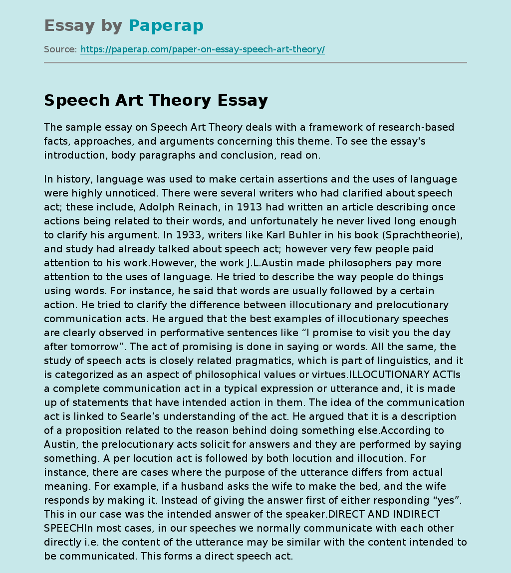 Speech Art Theory