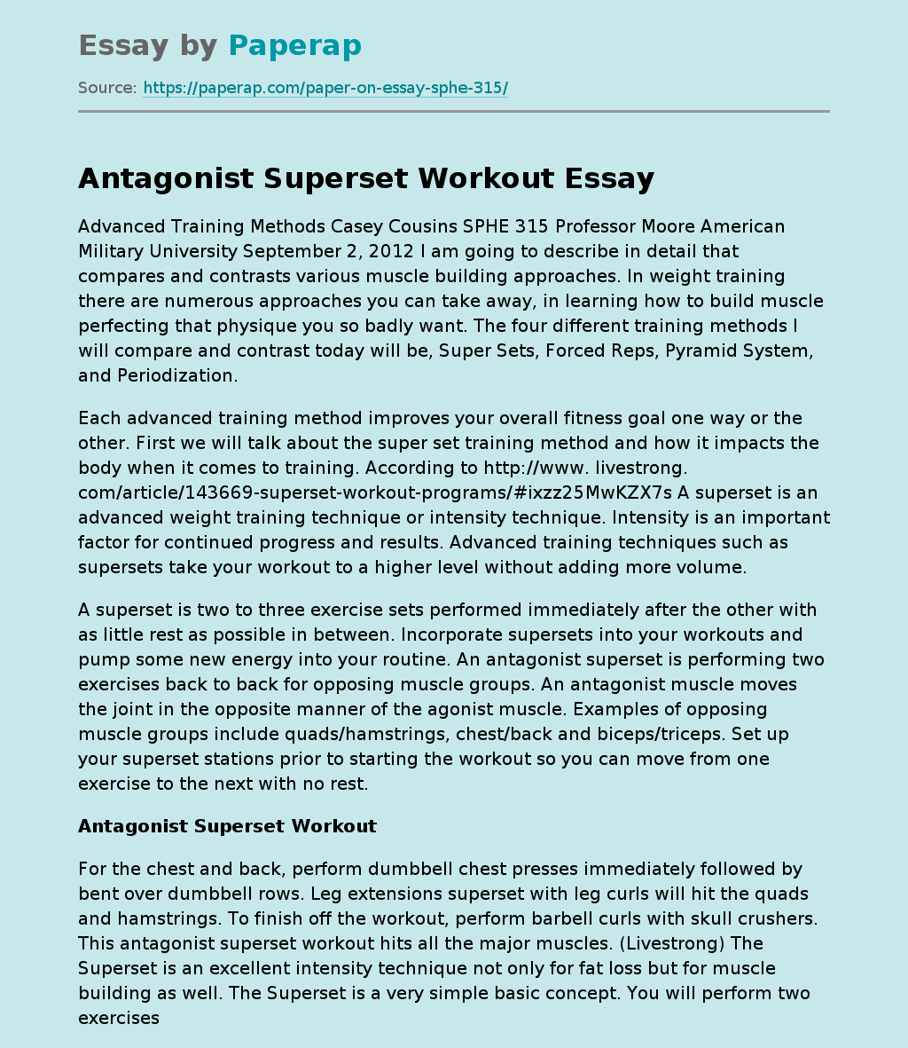 Antagonist Superset Workout