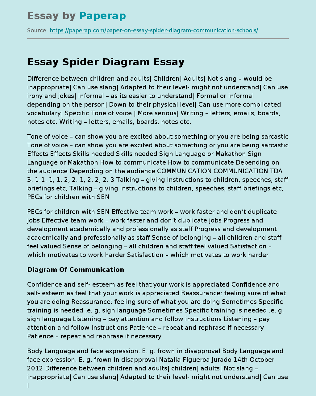 Essay Spider Diagram