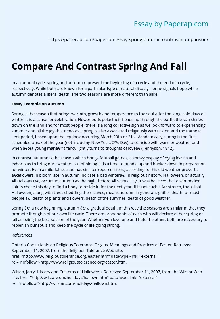 Compare And Contrast Spring And Fall