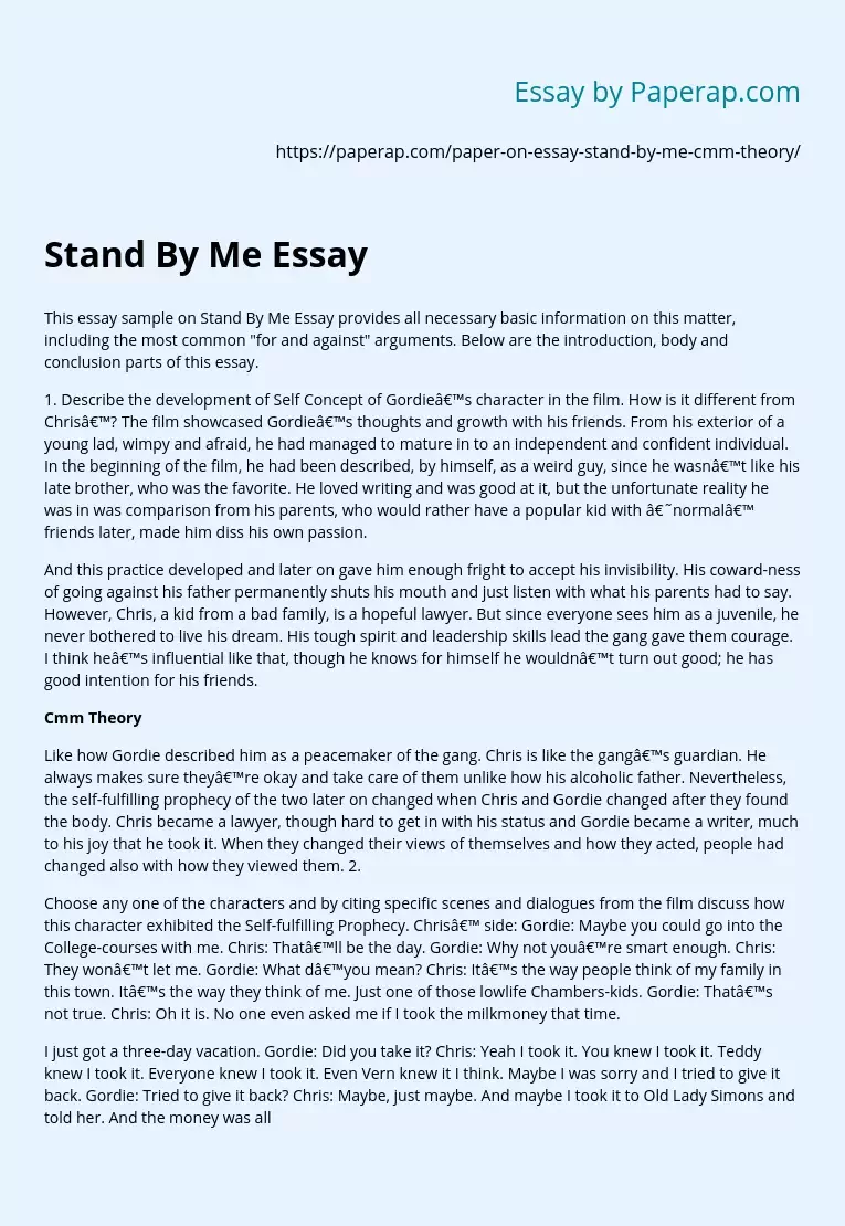 Stand By Me Essay