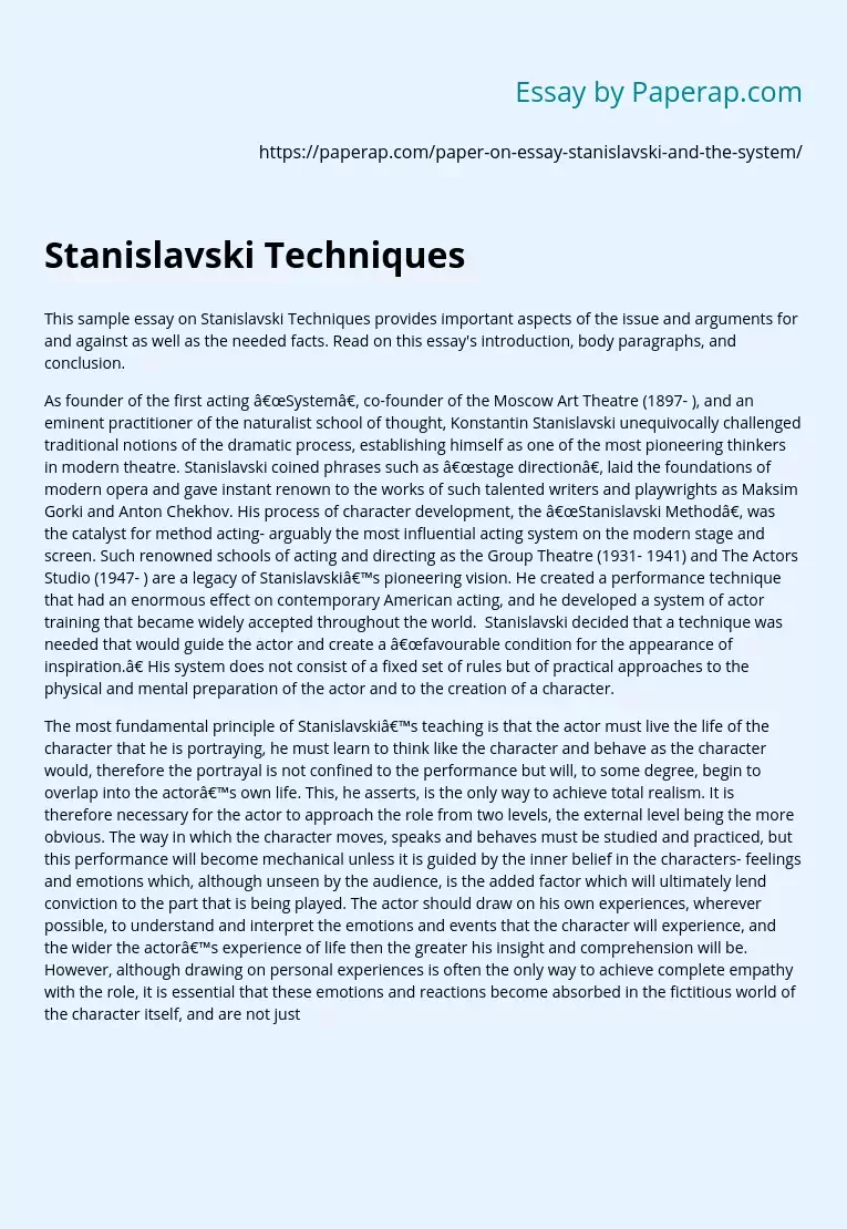 Stanislavski Techniques