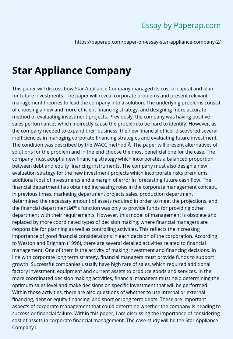 Star Appliance Company