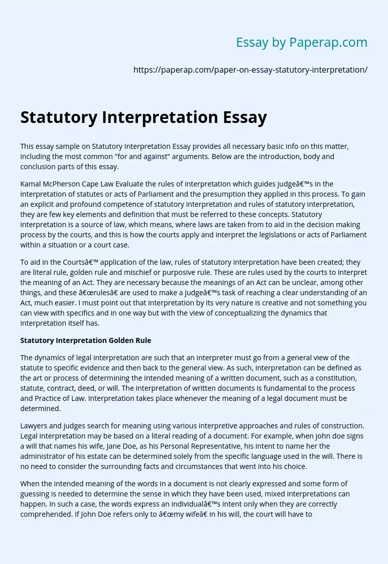 statutory interpretation essay