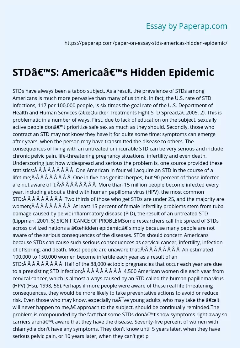 STD’S: America’s Hidden Epidemic