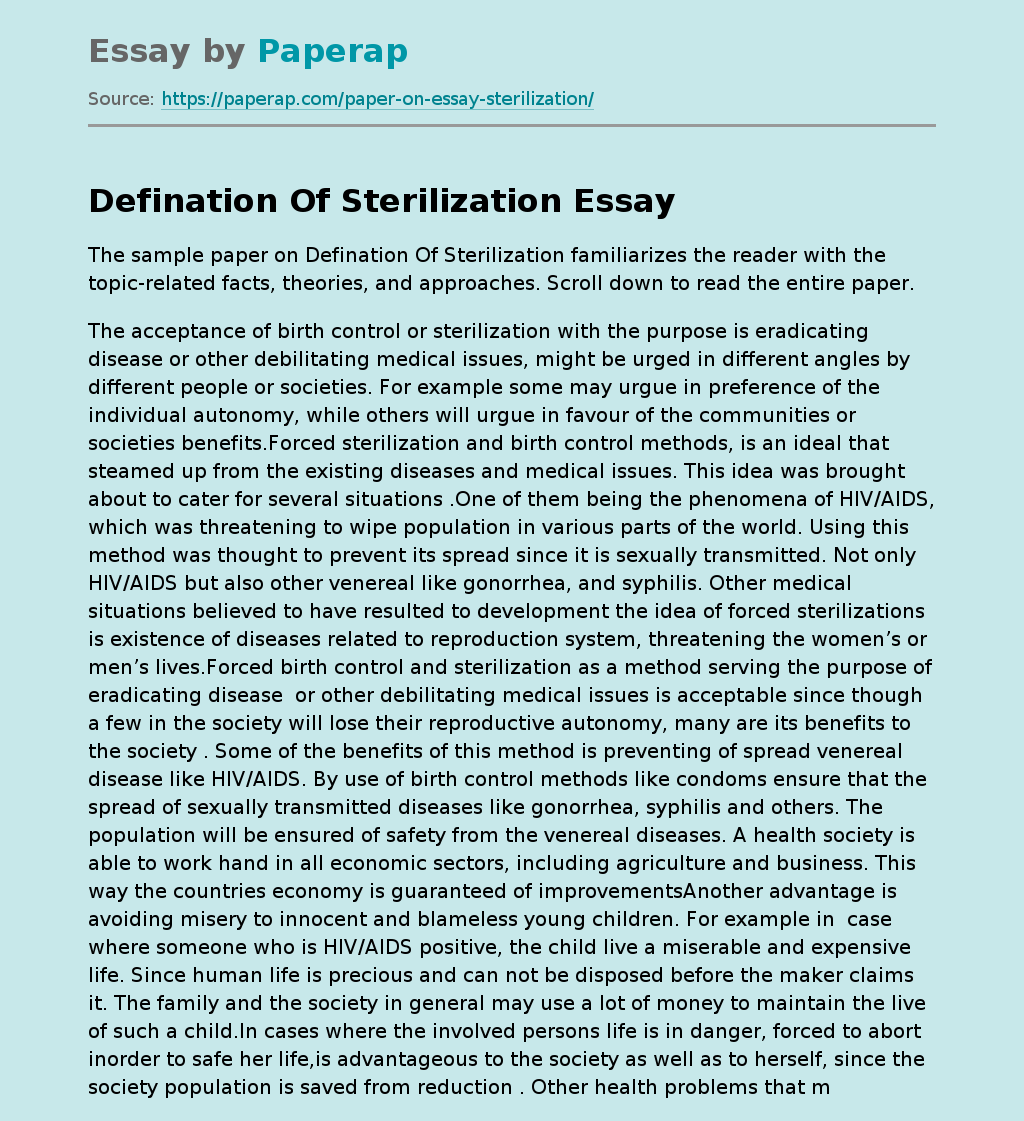 Defination Of Sterilization
