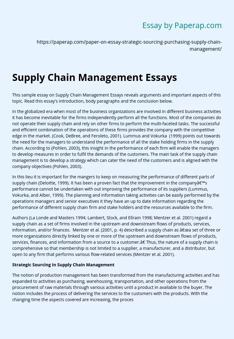 supply chain management essay