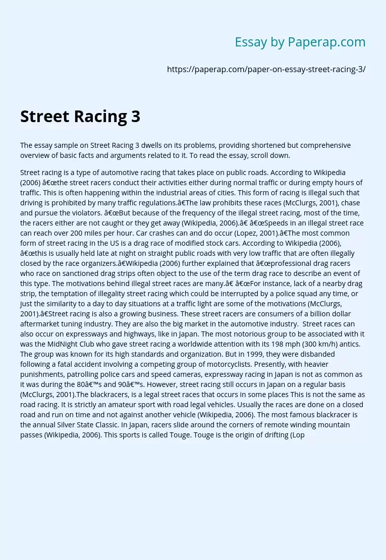 essay on racing competition