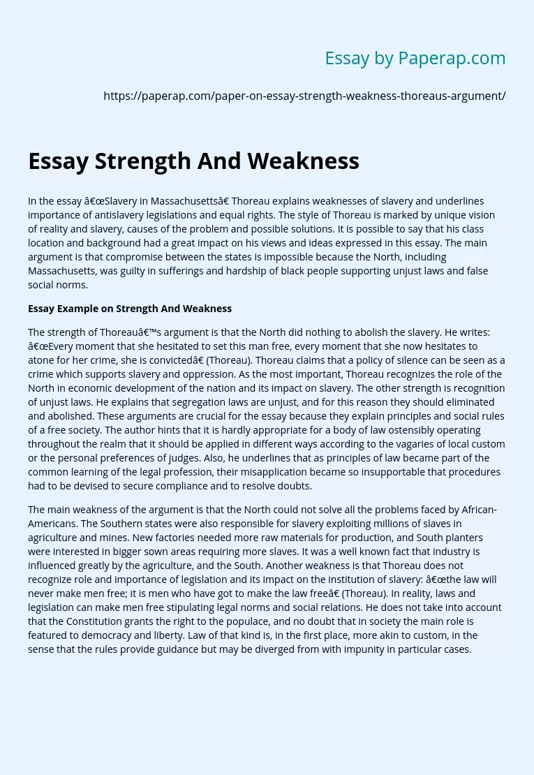 Essay Strength And Weakness