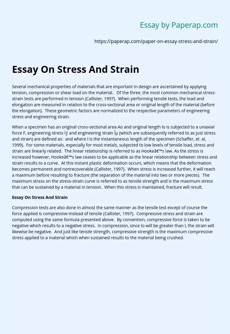 Essay On Stress And Strain