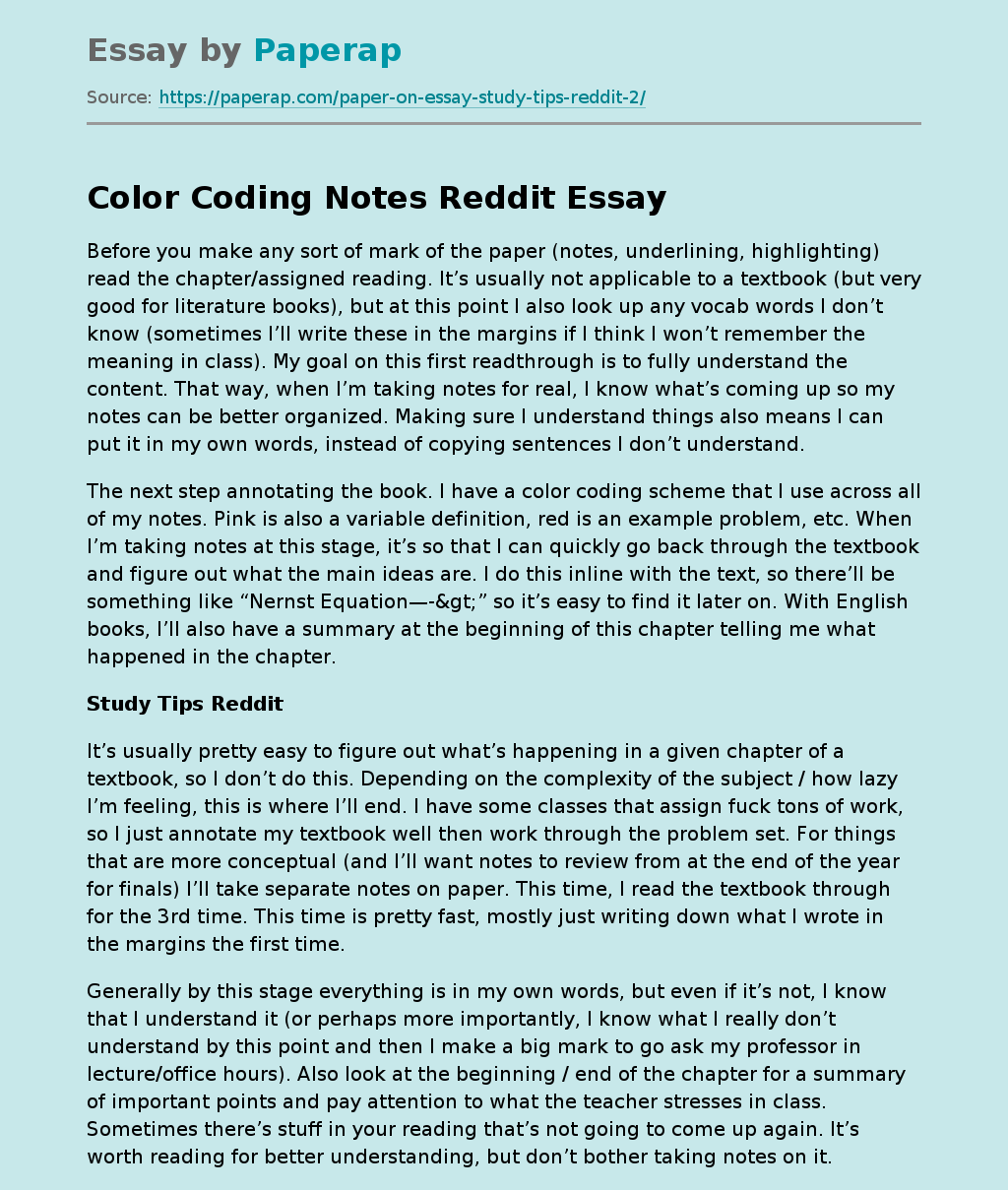 Color Coding Notes Reddit