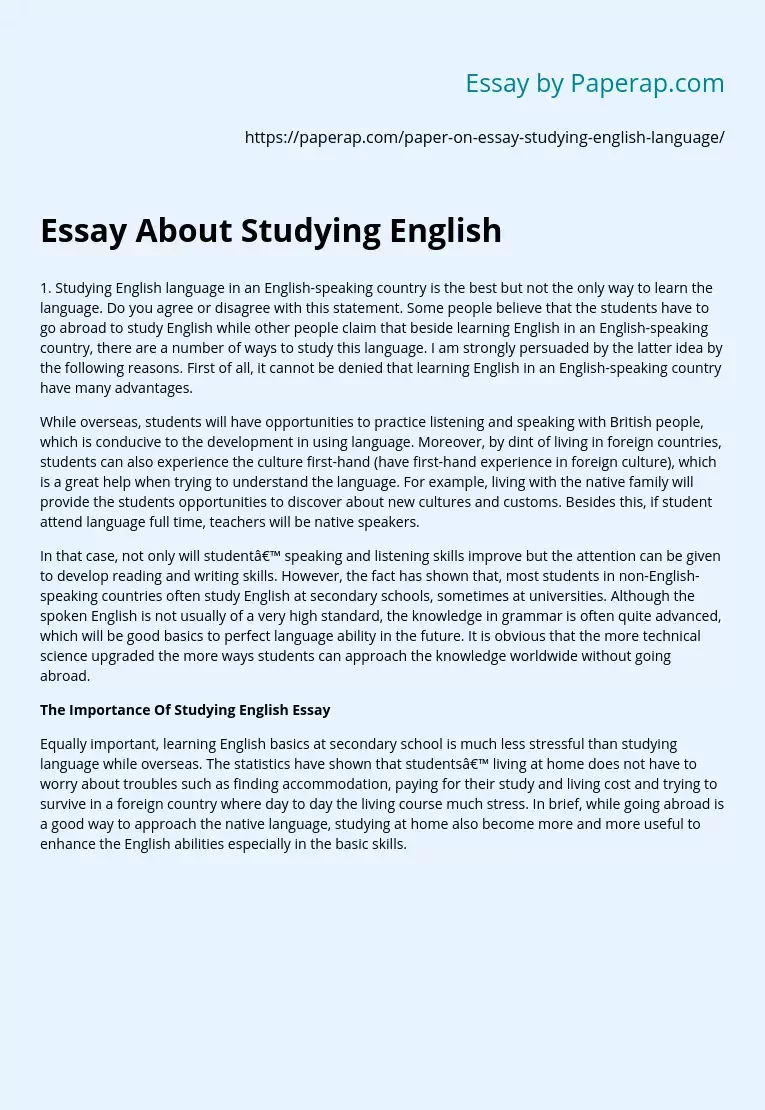 Essay About Studying English