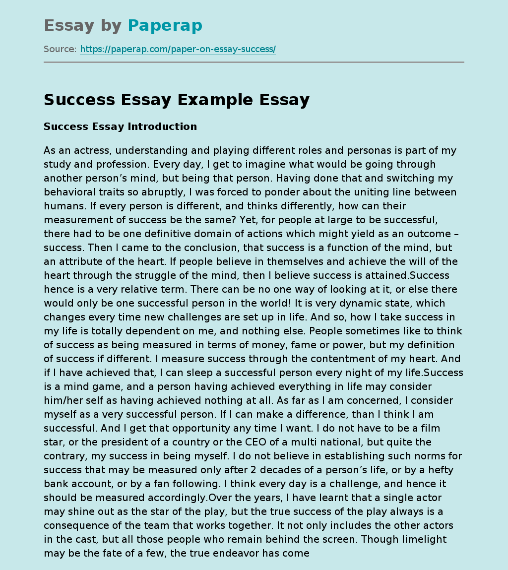 values brought us to success essay