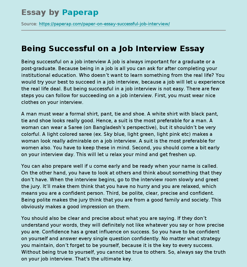 my self essay for job interview