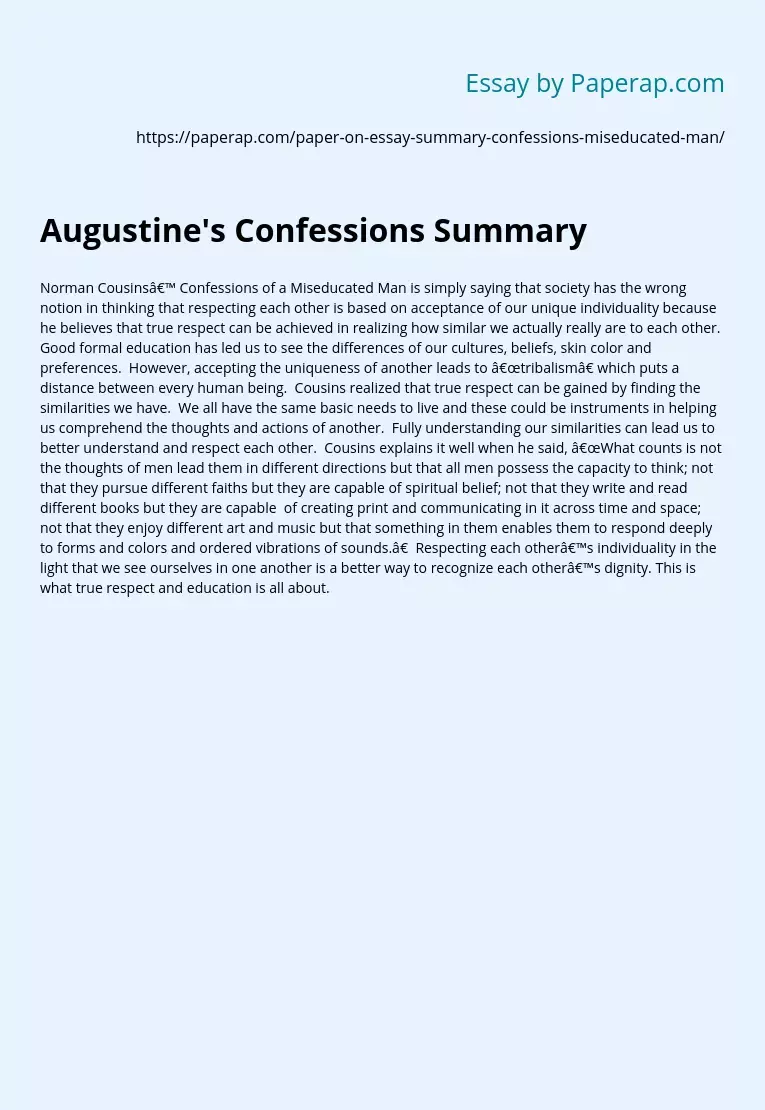 Augustine's Confessions Summary
