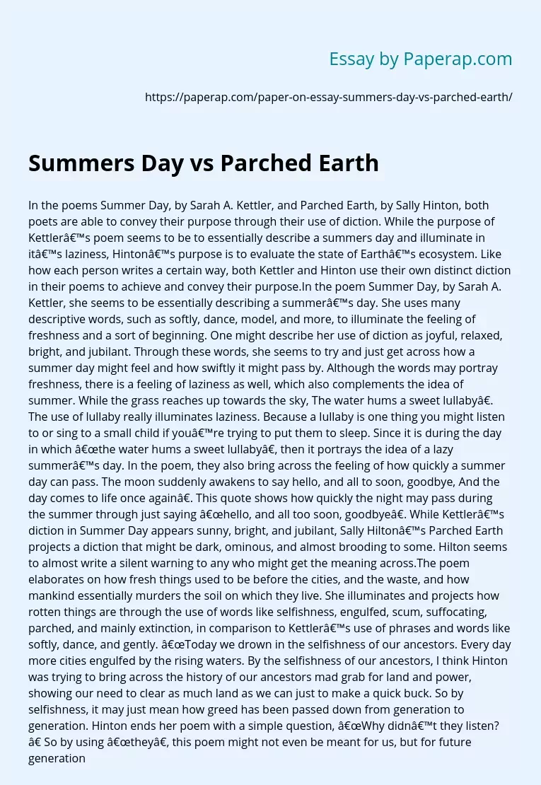 Summers Day vs Parched Earth