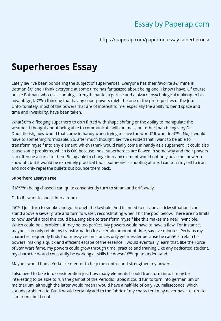 Superheroes Essay