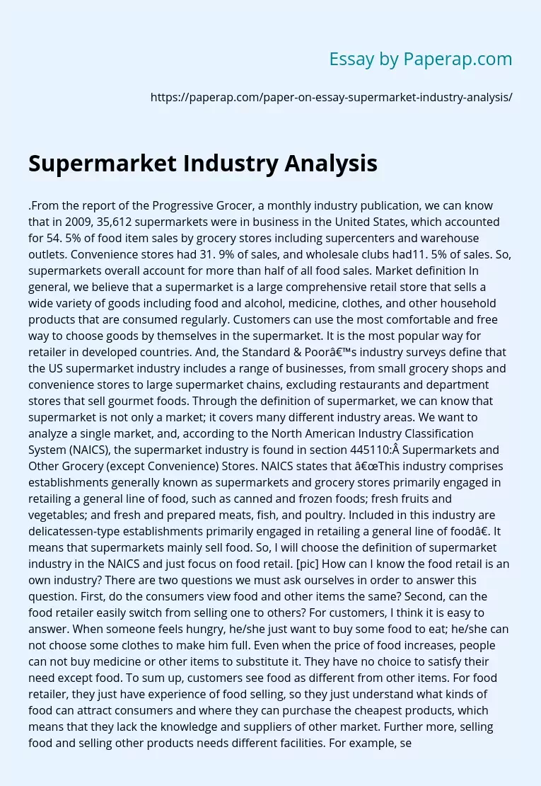 Supermarket Industry Analysis