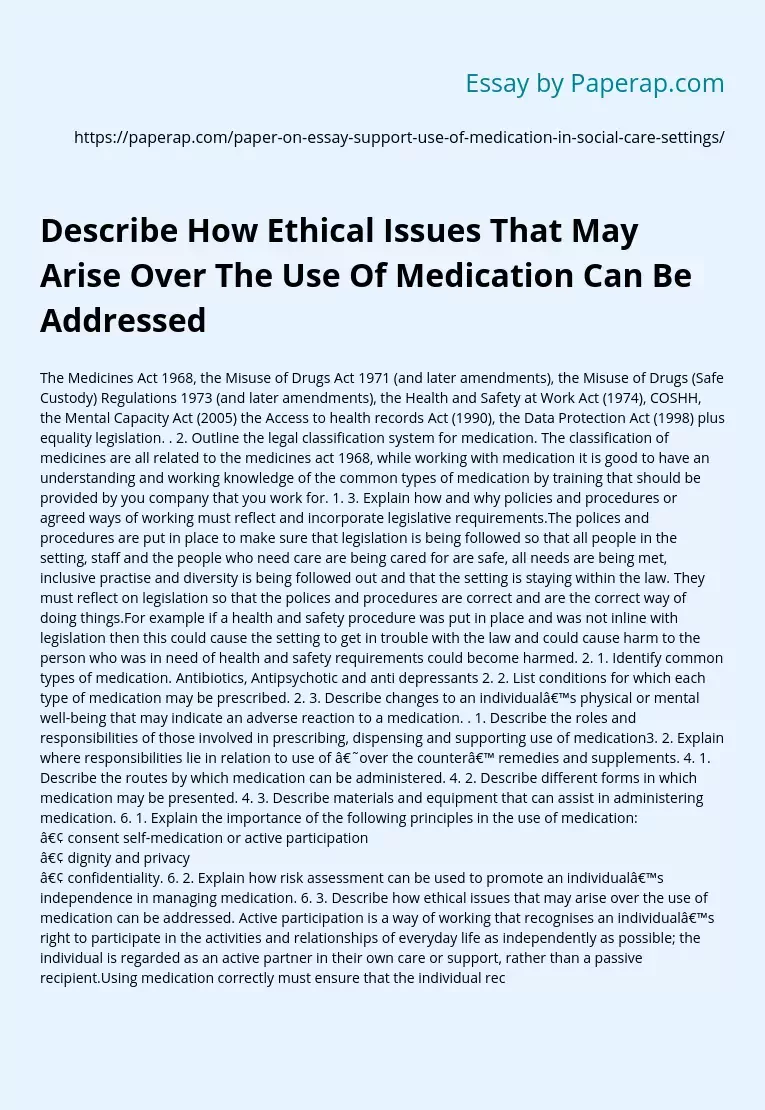 Addressing Ethical Issues in Medication Use