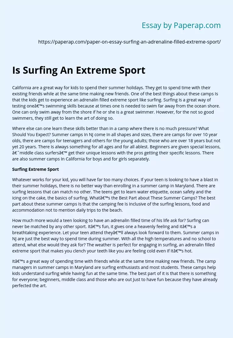 extreme sports essay for and against