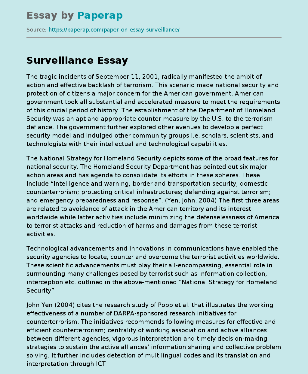 surveillance essay