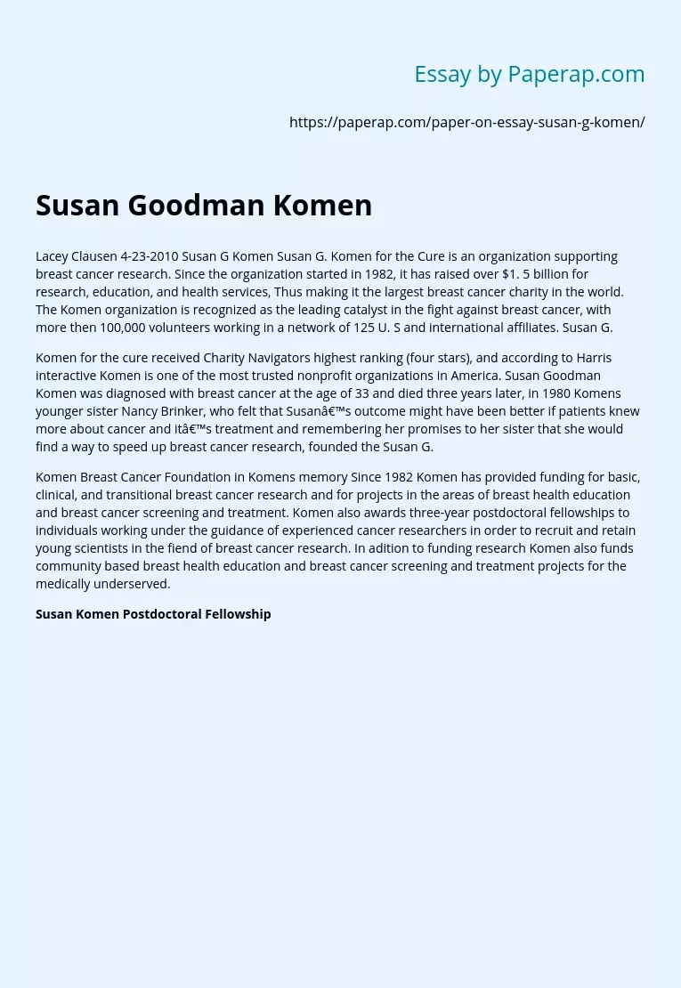 Susan Goodman Komen