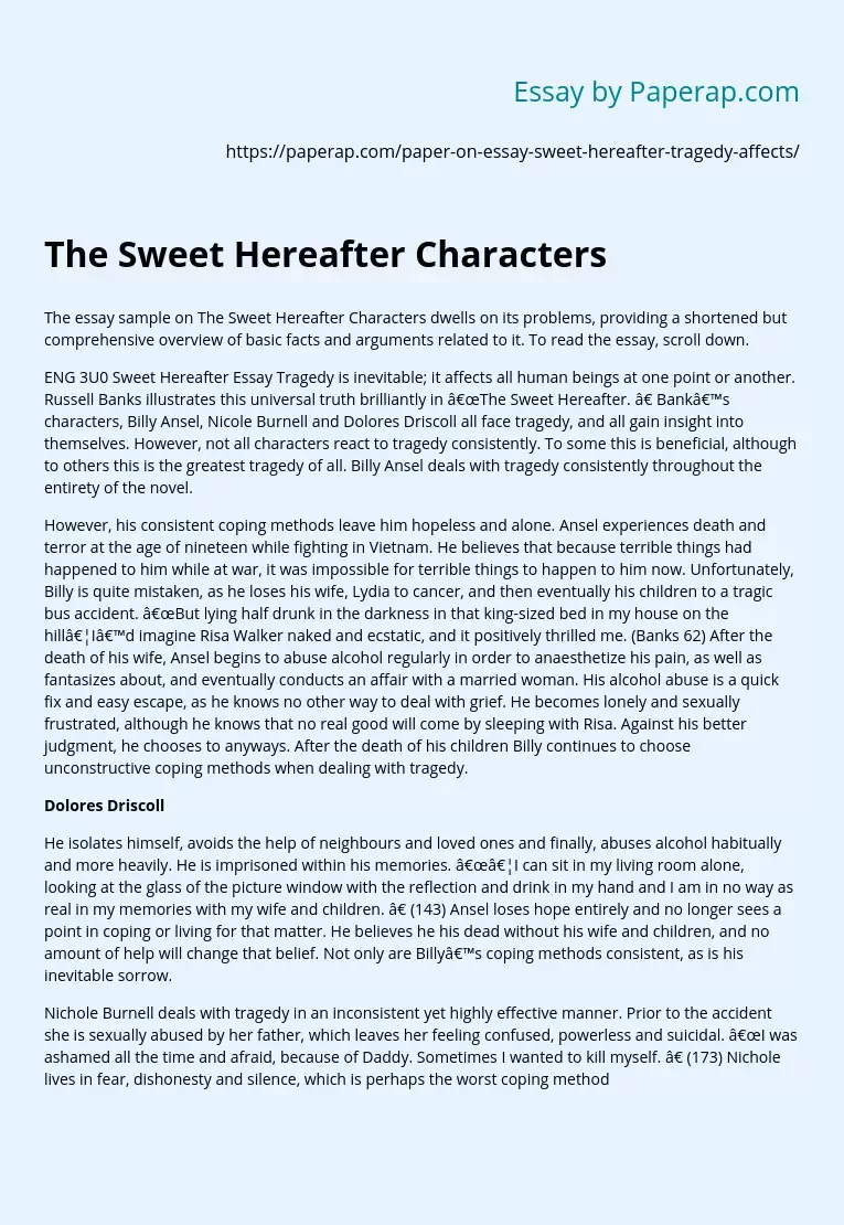 The Sweet Hereafter Characters